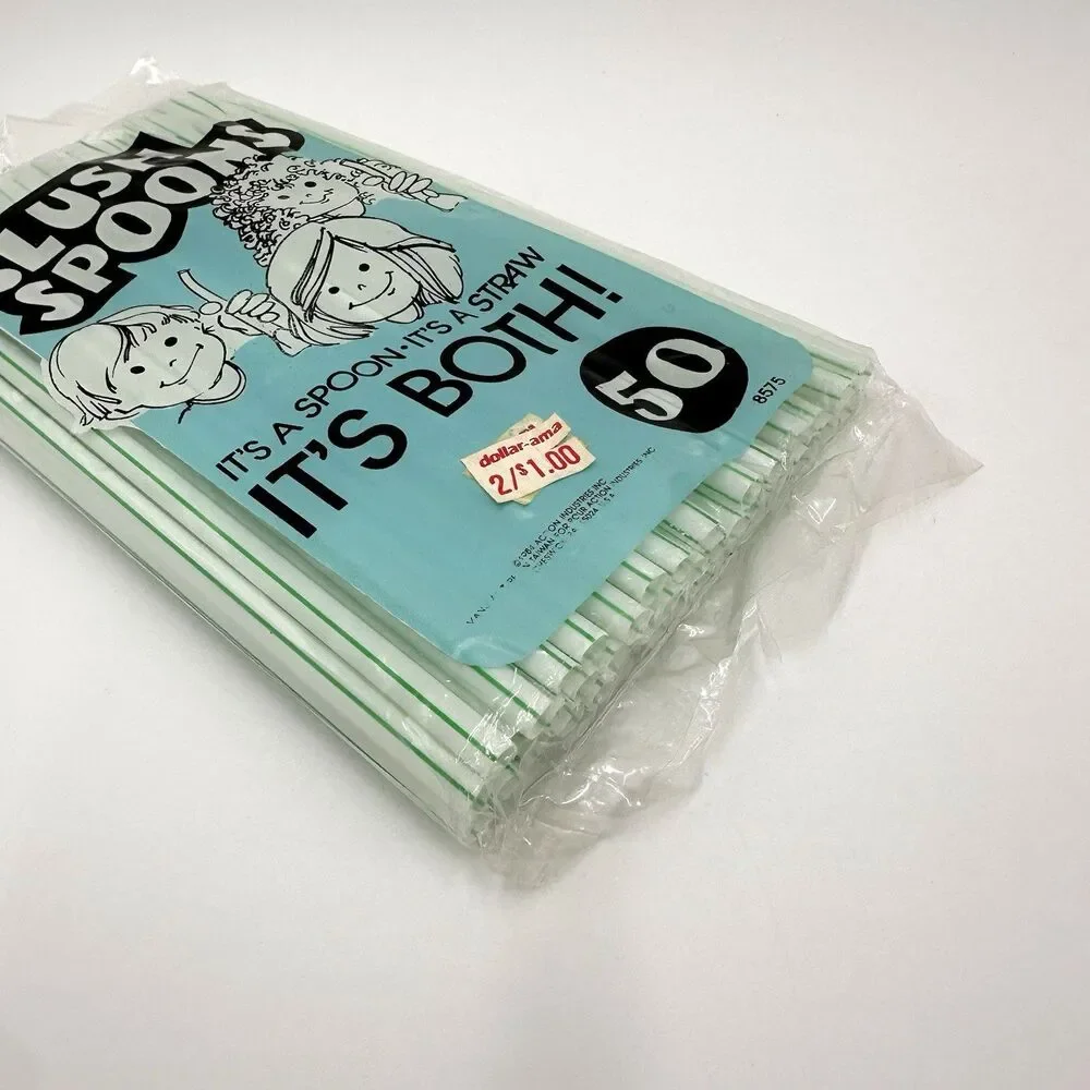 Slush Spoons It’s A Spoon It’s A Straw It’s Both 1984 Vintage 50 ct. Retro NOS